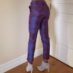 J Crew Purple Flower Cropped Dress Pants